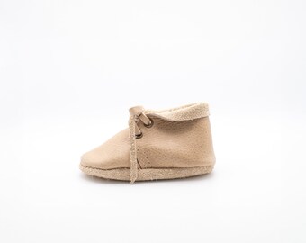 BEIGE || leather boot