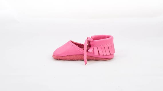Genuine LEATHER Mary Jane Lace MOCCASIN for Baby// Toddler Blush Pink 24-30 month