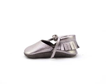GUNMETAL || mary jane moccasin