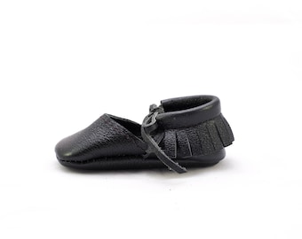 METALLIC BLACK || mary jane moccasin
