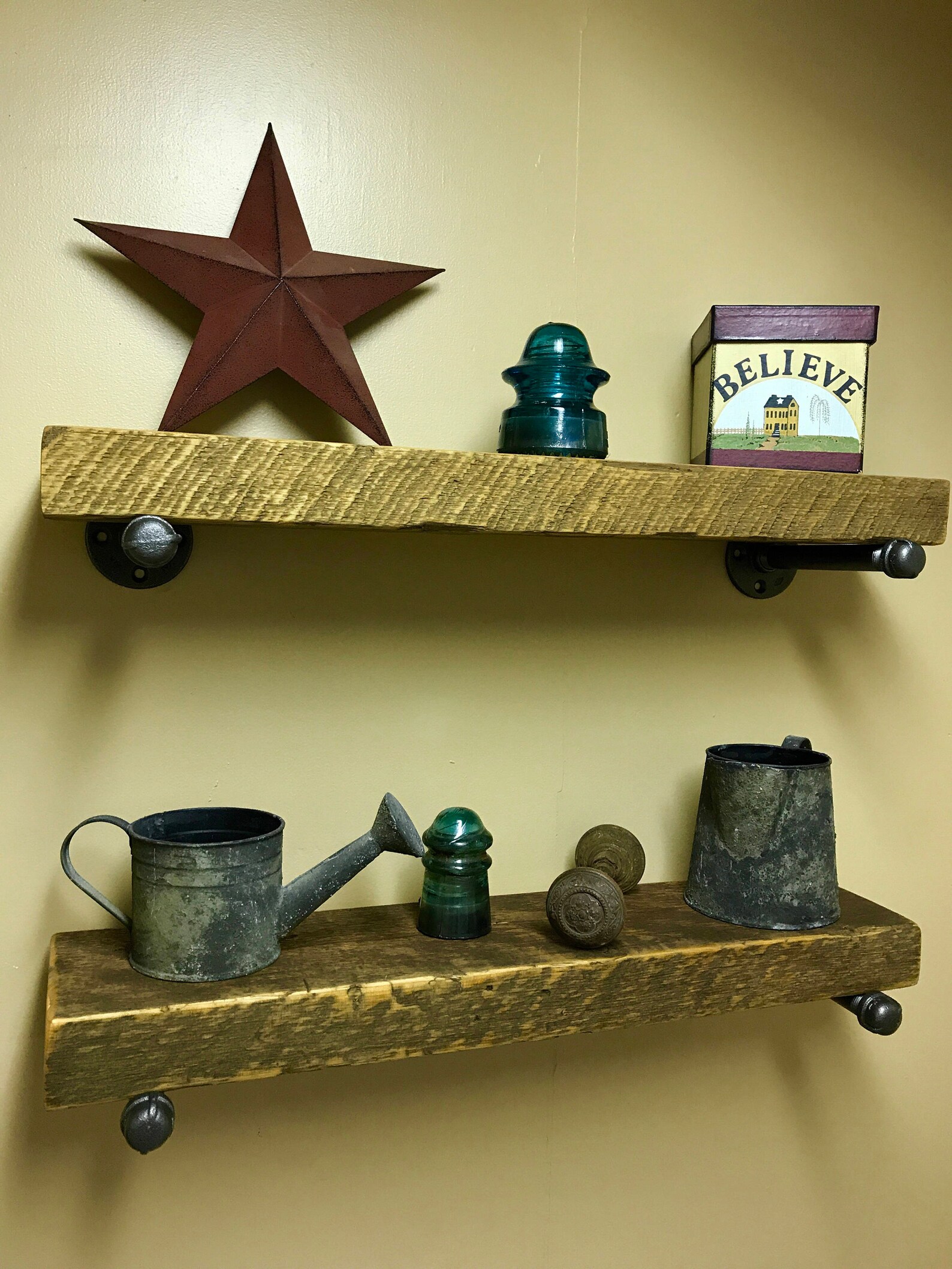 Set Of 3 Reclaimed Barn Wood Floating Shelf Reclaimed Wood Etsy