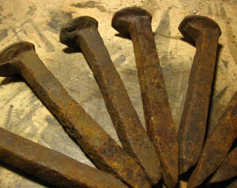 Bundle of 5 Vintage Canadian Railway Spikes / Rustic Railway Spikes / Old Railway Spikes