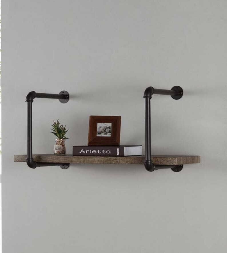 Recliamed & Upcycled Wood and Metal Piping Shelves . Wall Etsy Canada