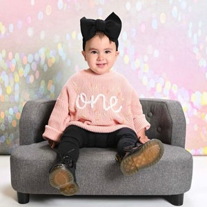 Hand embroidered One Sweater First Birthday Sweater Hand embroidered sweater