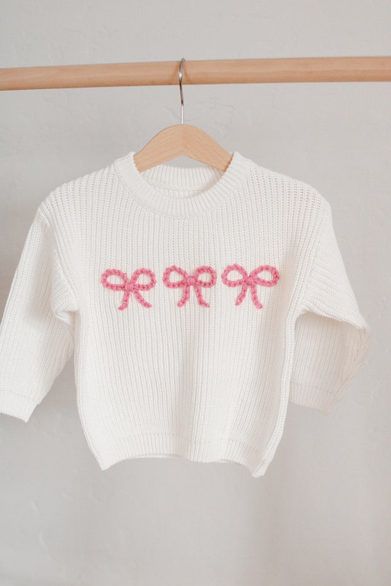 Hand embroidered bow sweater  coquette  sweater coquette bow sweater