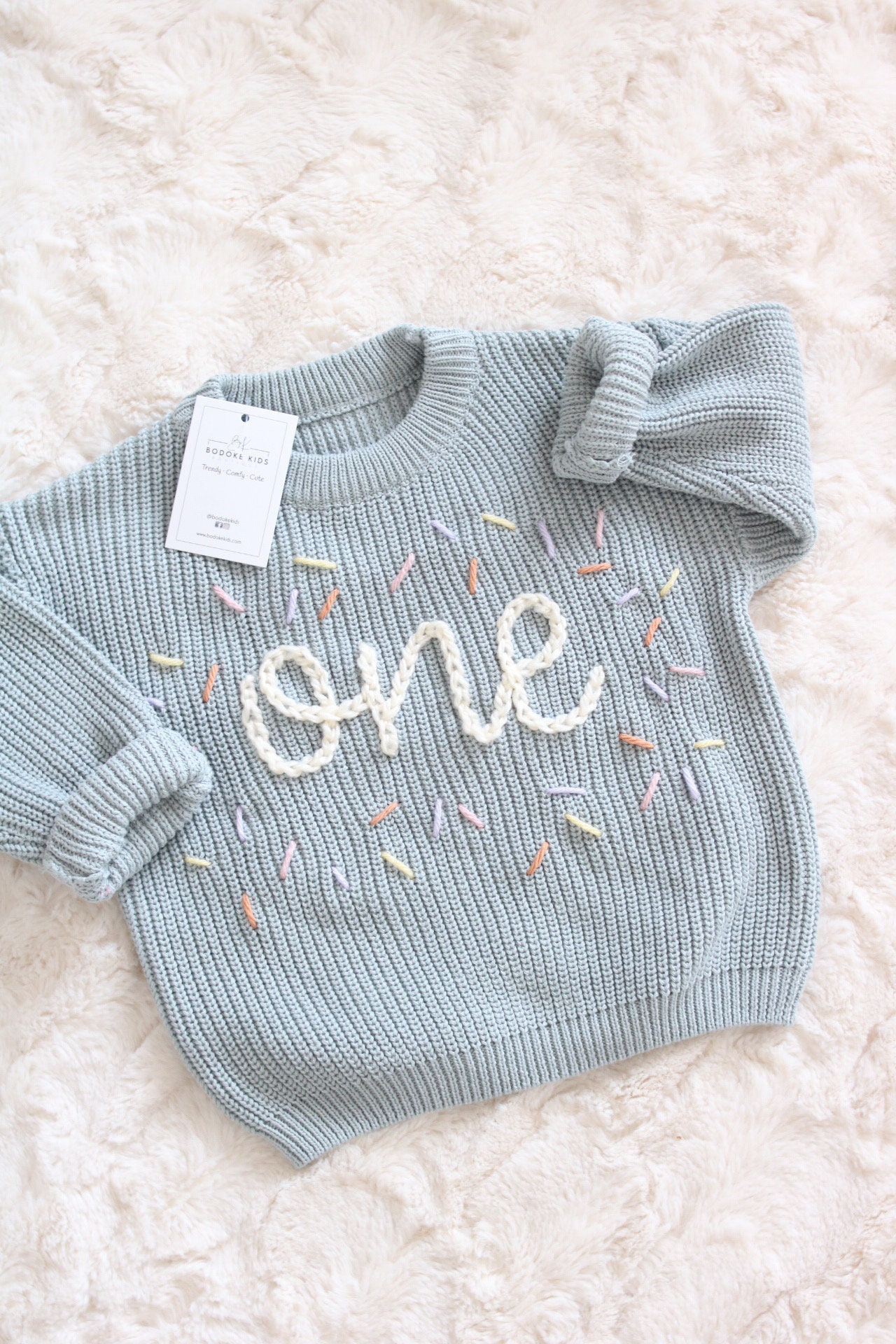 Hand embroidered One Sweater First Birthday Sweater Hand embroidered sweater