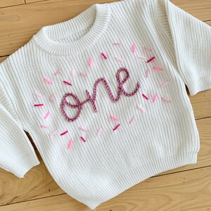 One Embroidered Hand Embroidered One Sweater First Birthday Sweater Hand Embroidered ...
