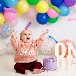 Personalized Hand embroidered One Sweater First Birthday Sweater Hand embroidered sweater