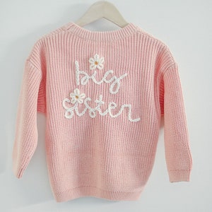 Hand embroidered Big Sister Lil Sister Sweater Hand embroidered sweater image 3