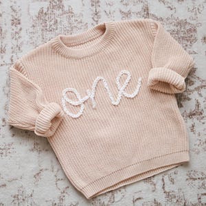 One Embroidered Hand Embroidered One Sweater First Birthday Sweater Hand Embroidered ...