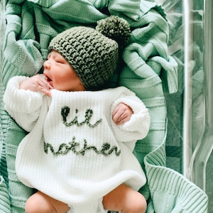 Hand bestickt Big Brother Lil Brother Pullover Hand bestickter Pullover Individuelle Pullover Personalisierte Pullover