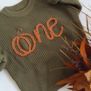 One Embroidered Hand Embroidered One Sweater First Birthday Sweater Hand Embroidered ...