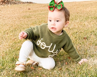 Hand embroidered Jolly Sweater First Christmas Sweater Hand embroidered sweater