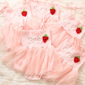 One Romper First Birthday Outfit First Birthday Romper Hand-embroidered One Romper with Strawberry