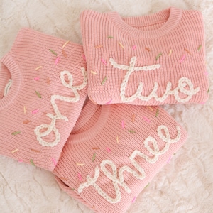 Hand embroidered One Sweater First Birthday Sweater Hand embroidered sweater