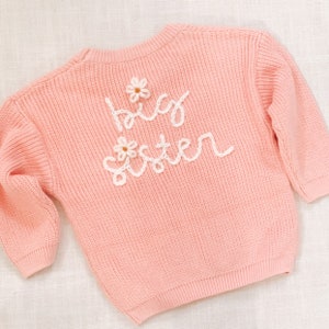 Hand embroidered Big Sister Lil Sister Sweater Hand embroidered sweater image 2