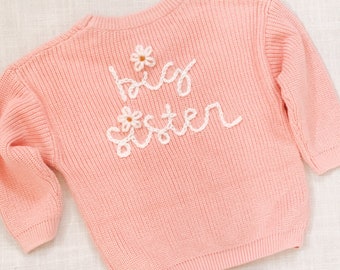 Hand embroidered Big Sister Lil Sister Sweater Hand embroidered sweater