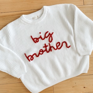 Hand embroidered Big Brother Lil Brother Sweater Hand embroidered sweater Customized Sweater Personalized Sweater