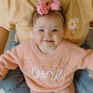 Hand embroidered One Sweater First Birthday Sweater Hand embroidered sweater
