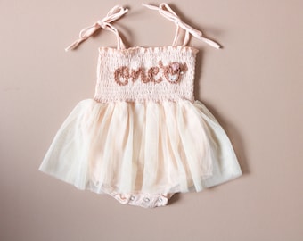 One Romper First Birthday Outfit First Birthday Romper Hand-embroidered One Romper with a cow Holy Cow I’m One Highland Cow Romper