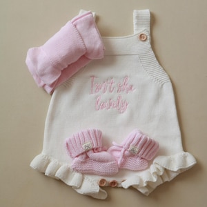 Newborn Baby Romper Hospital Outfit Baby Shower Gift Set Newborn Personalized Romper She’s Here Outfit