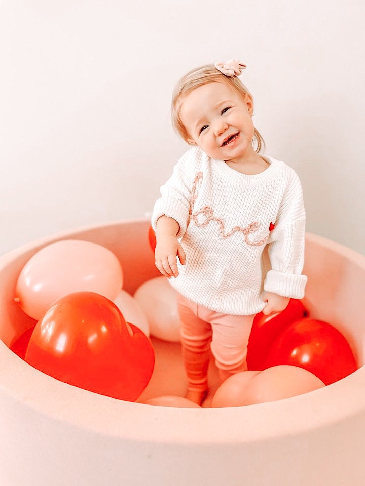 Valentine’s love knit sweater, baby personalized sweater, baby love sweater, baby chunky sweater
