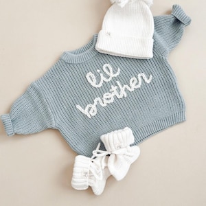 Hand embroidered Big Brother Lil Brother Sweater Hand embroidered sweater Customized Sweater Personalized Sweater