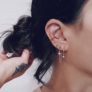 Gold Earring Set, Mix And Match Earring Set, Everyday Earrings Set, Dainty Gold Earring Set, Double Chain Earrings, Chain Stud Earrings