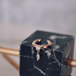 Ear Cuff Non Piercing, Ear Cuff With Charm, Sterling Silver Ear Cuff, Minimalist Dainty 14k Gold Ear Cuff, Conch Ear Cuff No Piercing, Gift