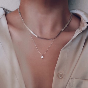 Tiny Diamond Charm Necklace | Dainty Delicate Small Pendant Charm Necklace | Flower Charm Necklace 14k Gold | Necklace Gift For Her Wife