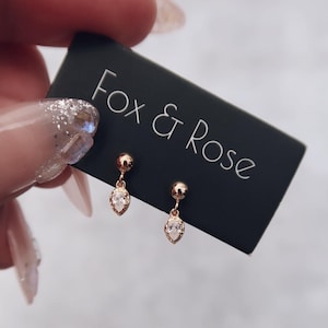 Dainty And Delicate Dangle Stud Earrings, Super Tiny Charm Studs, Second Piercing Studs