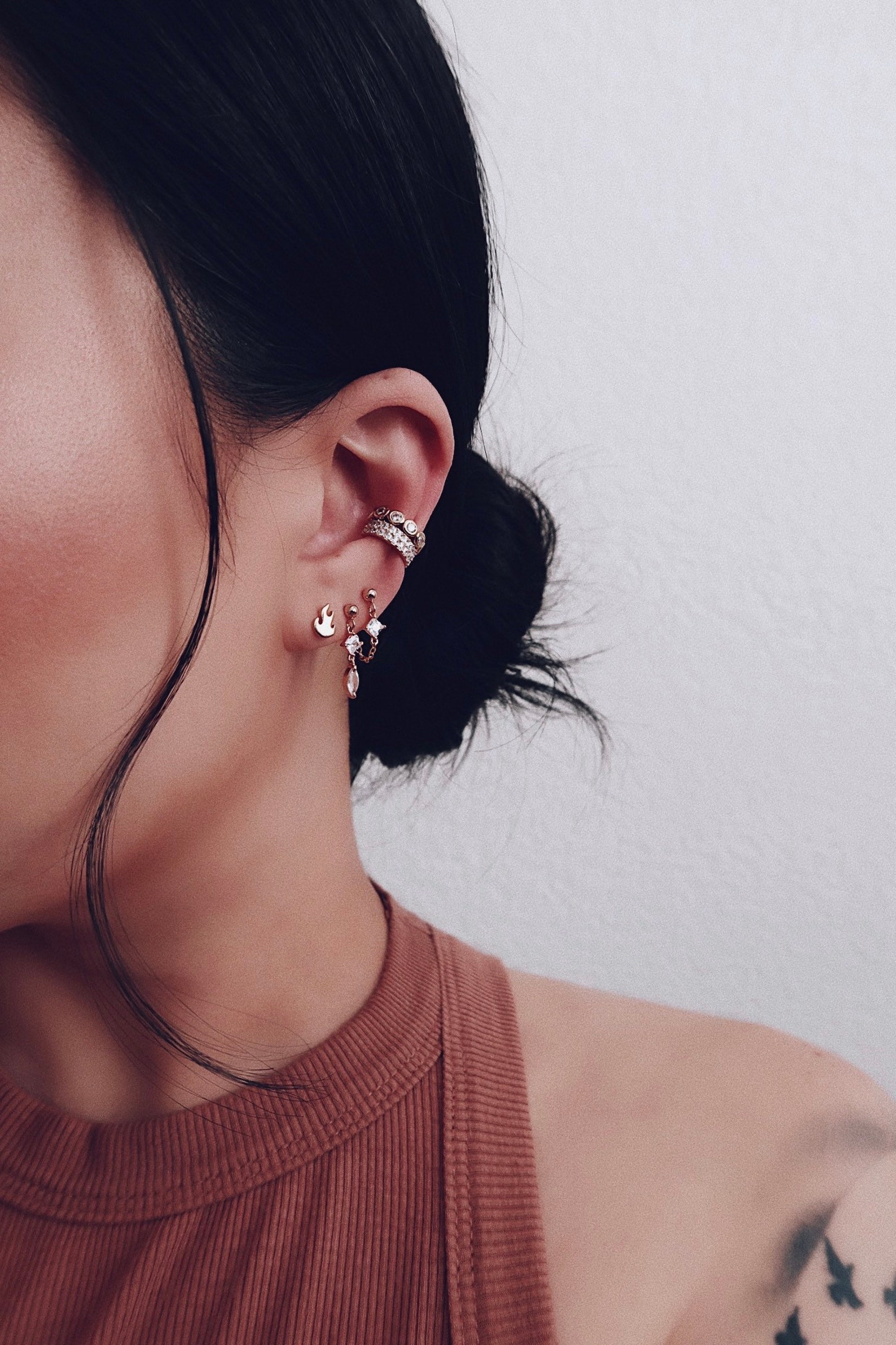 Chain Loop Earrings Gold or Sterling Silver Minimalist Chain Etsy