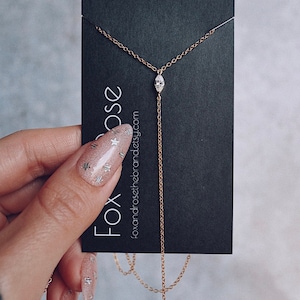 Dainty lariat necklace, Minimal Y necklace, Delicate Y necklace, Gold lariat necklace, Gold drop necklace, Diamond lariat necklace