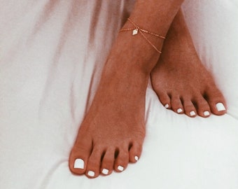 Geschichtetes Fußkettchen | Zierliches Gold Fußkettchen | Charm Fußkettchen | Diamant-Fußkettchen | Minimalistisches Fußkettchen | Zartes Fußkettchen | Doppellagiges Fußkettchen