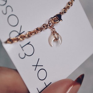 Gold chunky bracelet, Charm bracelet Silver, Tiny moon bracelet, Gold chain bracelet, Layering bracelet, Half moon bracelet, Boho bracelet