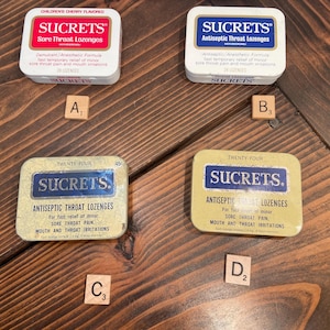 Your choice Vintage EMPTY Sucrets® sore throat lozenges tin container