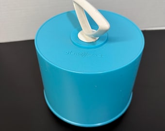 Vintage turquoise colored Disk Go Case to store vinyl records