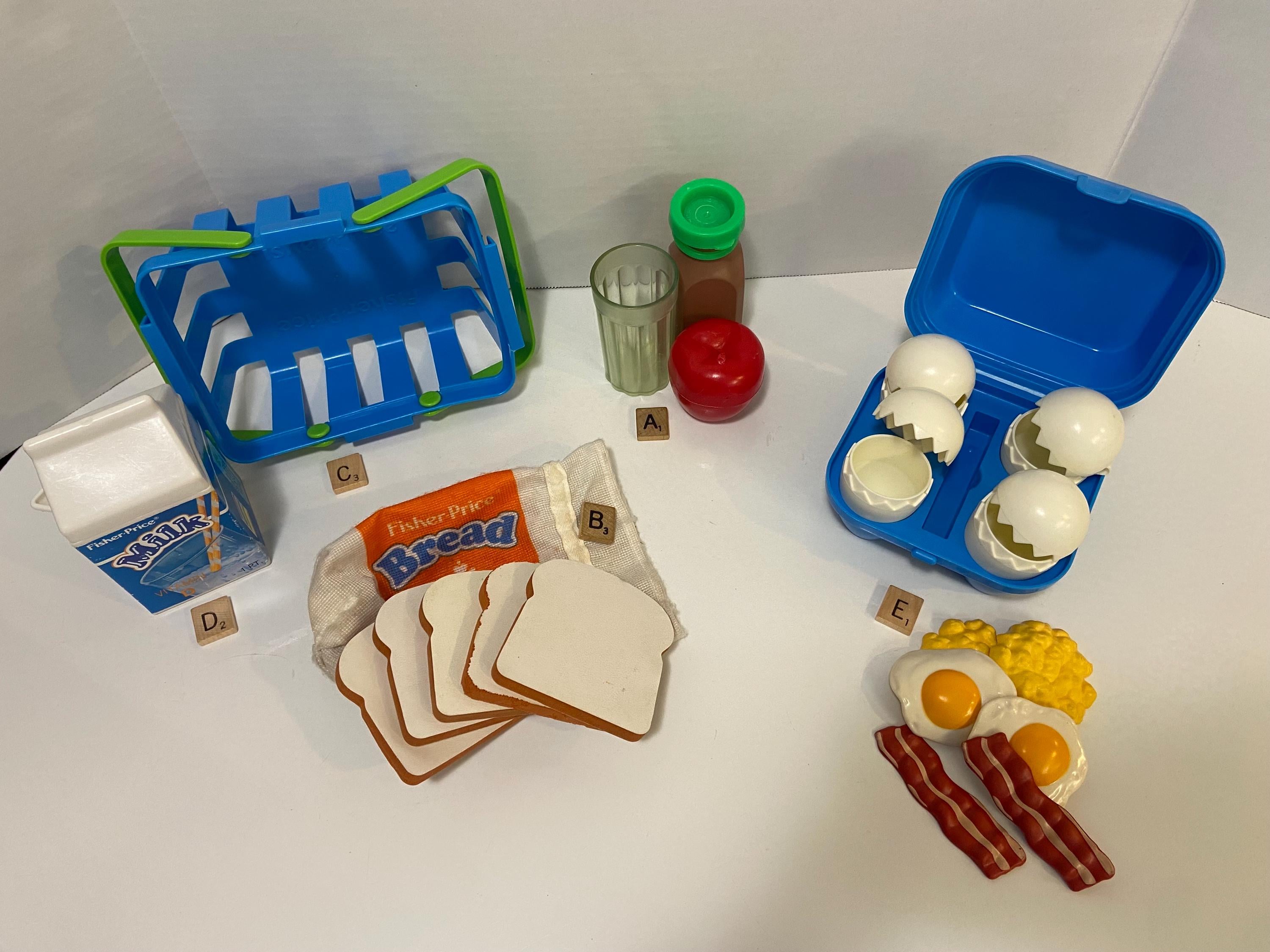 Heinz ヴィンテージ プレイフード ミニチュア フェィク フード ままごと Fisher-price Vintage Fun With Food 1980s Basket Milk Eggs Bacon