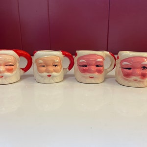 Decorative Santa mugs winking closed eyes Japan Taiwan sold individually