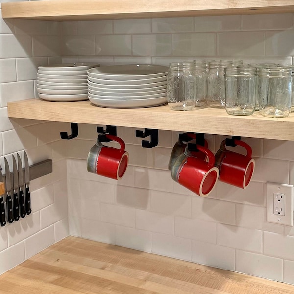 Coffee Shelf With Hooks Etsy