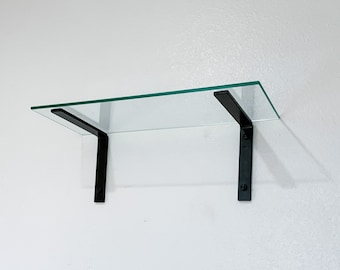 Glass Shelf Bracket, Available in Brass, Black, White, Silver or Bronze, Includes Hardware