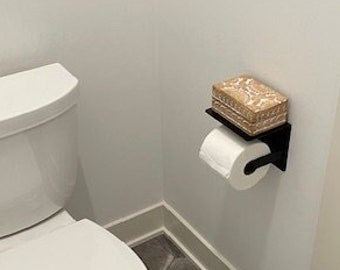 Toilet Roll Holder with Shelf, Bathroom Hardware, Black, White, Silver, Brass
