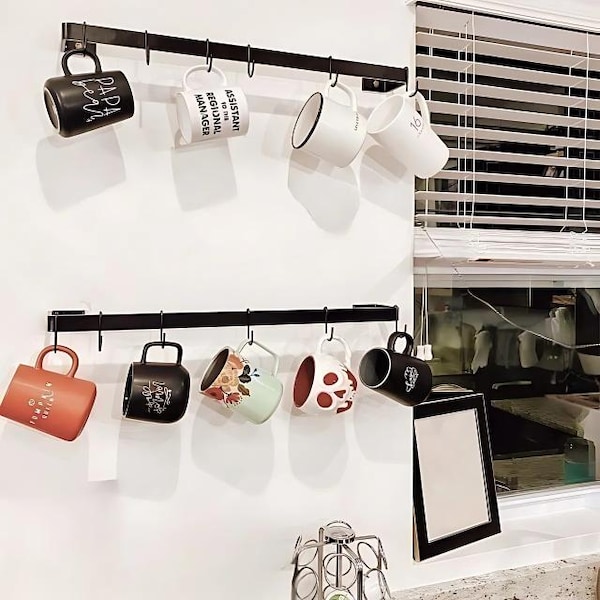 Perchero para tazas de café, riel para utensilios de cocina, varios colores