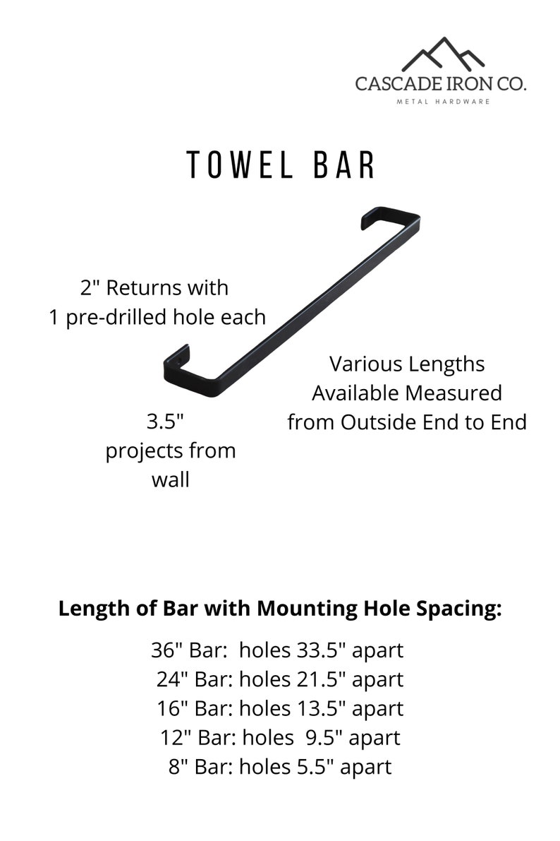 Towel Bar in Various Lengths With a 3.5 Projection Etsy