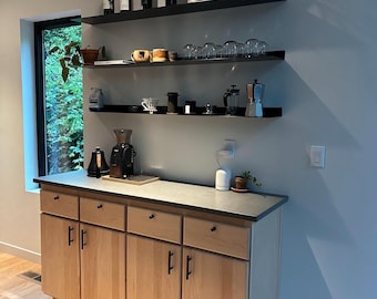 Floating Metal Wall Shelf, Modern Display Shelves, Made in USA | Black, White, or Green