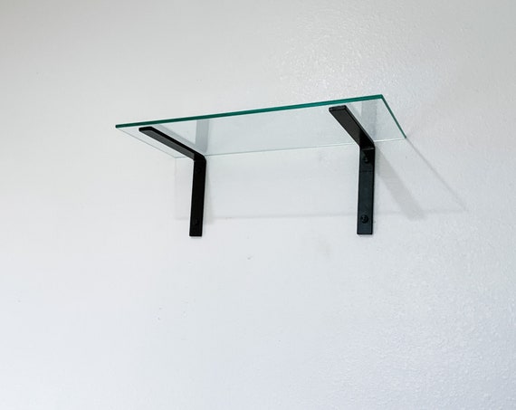 Glass Shelf Brackets Available In Brass Black Or Metal Etsy