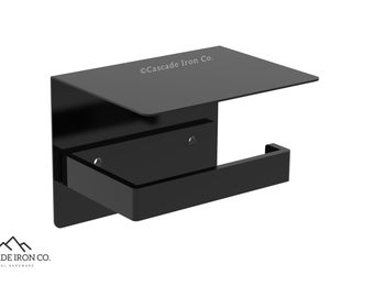Modern Toilet Paper Holder with Shelf and Storage in Various Colors