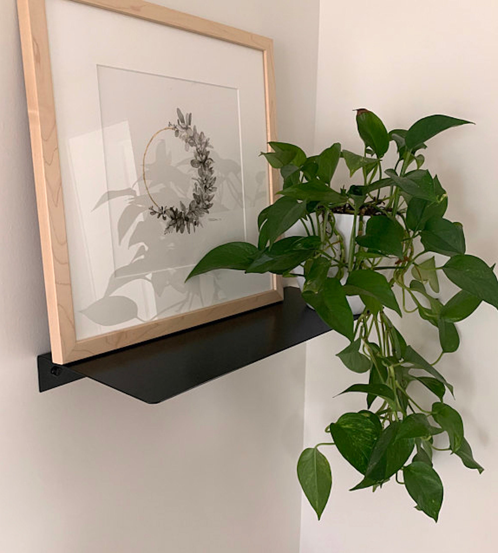 Floating Black Metal Wall Shelf Multiple Sizes Available Etsy