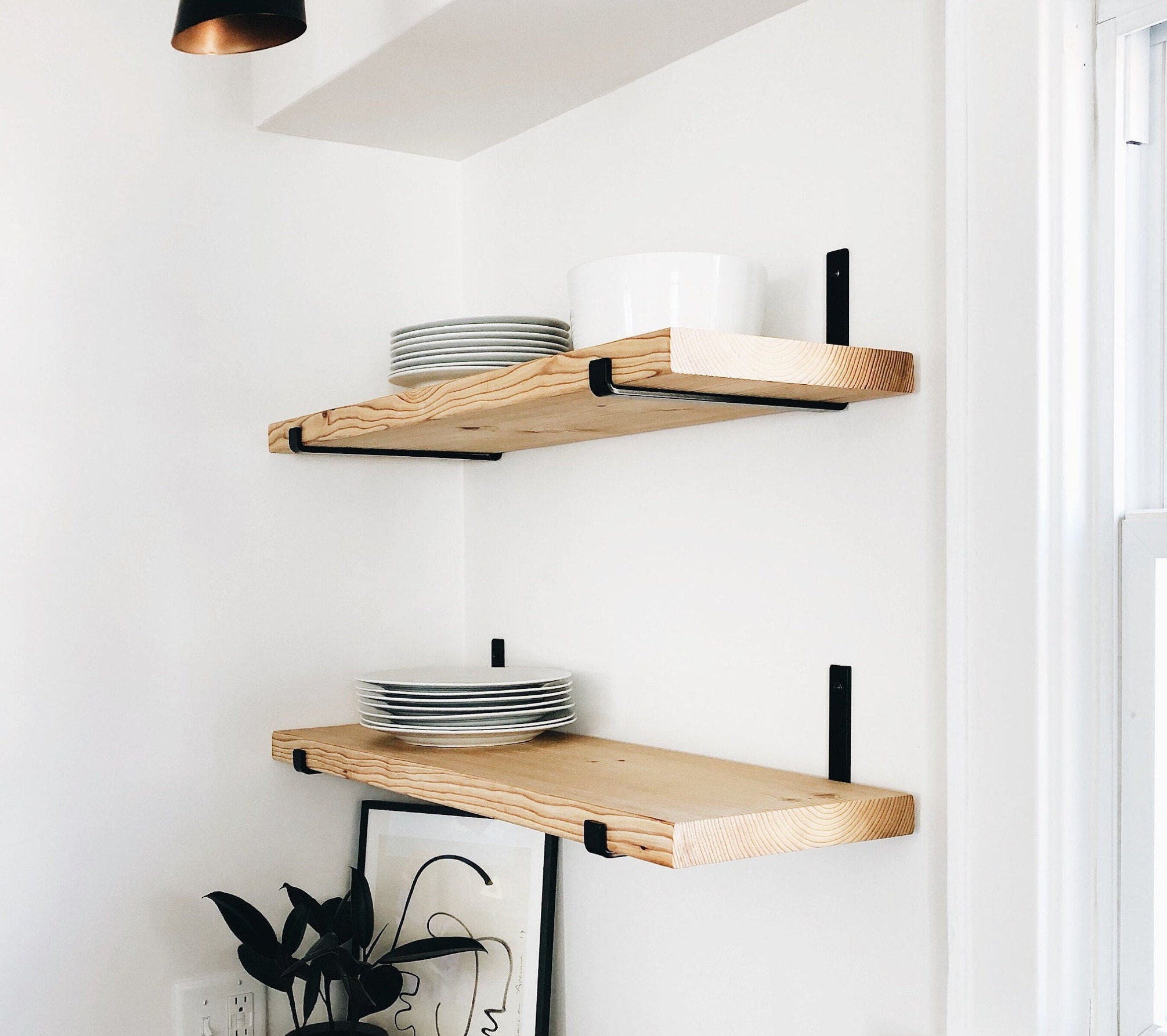 J Bracket for Floating Shelves - Black, Brass, Bronze, & White