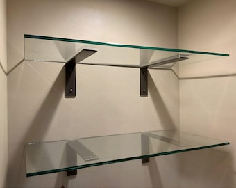 Heavy Duty Shelf Brackets for Glass or Stone - Made in USA, Holds 100 lbs